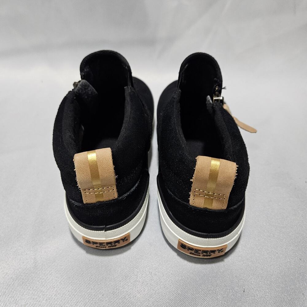 Sperry Top Sider Shoes Womens 6 Black Crest Lug Sneakers Suede Slip On STS86853 - Picture 4 of 7